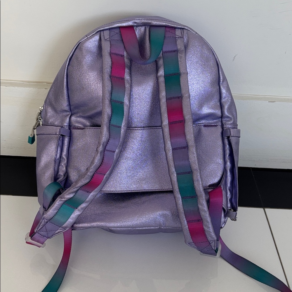 State Bags Kane kids gorgeous Metallic Purple with fuzzy 3d butterflies backpack - Picture 4 of 8